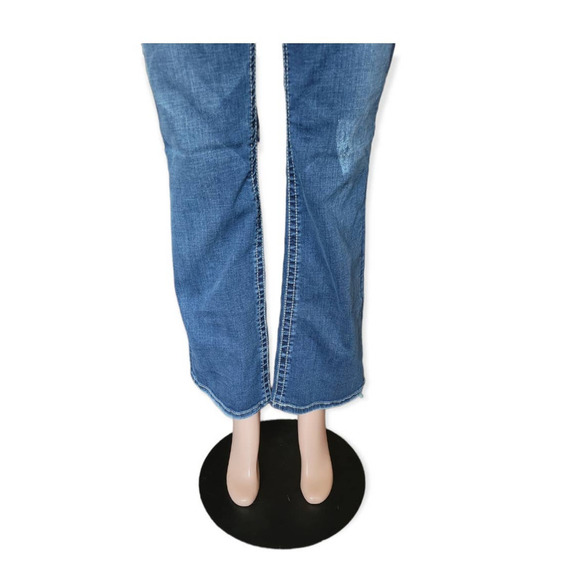 Seven7 Mid Rise Bootcut Flare Rhinestone Pocket Medium Wash Jeans Size 32 - Picture 2 of 12